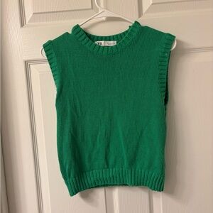 Zara Vibrant Green Sleeveless Sweater